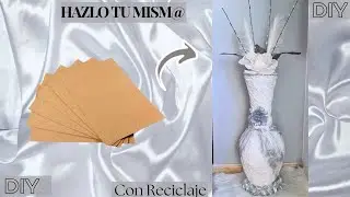 💎DIY : JARRÓN ALTO CON CARTÓN Y YESO DIY | DECORACIÓN ELEGANTE PARA SALA