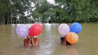 Outdoor Flower Balloons Show | Boll Print Balloon Pop | Water And Balloon | Belon Video | Balon vid
