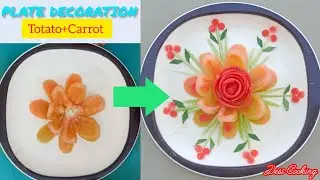 Carrot 🥕+Tomato🍅 Garnish Plate Decoration Idea ASMR Fruits and Vegetables Carving 🌺