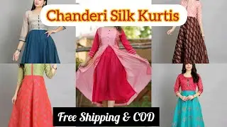 Chanderi Silk Colorblocked Long Anarkali & Layered kurti Collection|Partywear|A2Z Fashion