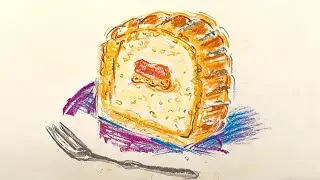 A Slice of Cake & a Fork | Soft Chalk Pastel Drawing ASMR