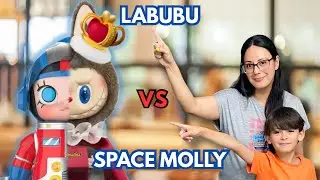 Mom and son duo Unboxing Pop Mart Labubu and Space Molly Transformers