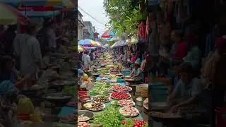 Bustling Asian outdoor market