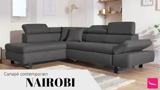 Canap&eacute; d'angle 5 places convertible avec t&ecirc;ti&egrave;res en tissu Nairobi