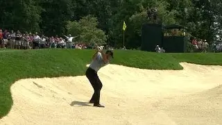 Tiger Woods&rsquo; excellent sand save on No. 8 at the Memorial