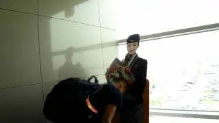 Meeting a beautiful air stewardess