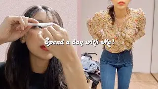 (Eng/Arab) Spend A Day With Me 나홀로 알찬하루grwm, 잔머리 스타일링 루틴, 슈에무라 파데, 좋아하는 샵들