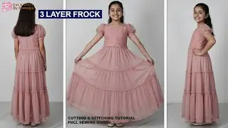 3 Layer Frock Cutting with Perfect Frill Trick | Net Fabric se Frock Banaye