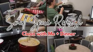 ✨OFFICE RESET✨ Small Space Clean with me + Easy Dinner Idea