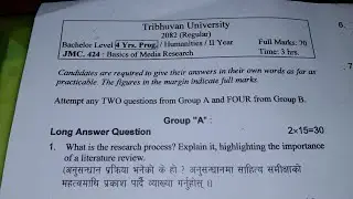 BA 2nd Year JMC 424 Question Paper 2082BS, Basics Of Media Research 