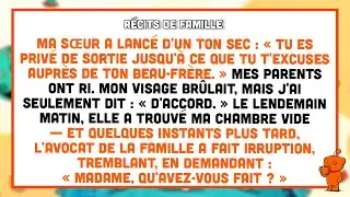 Ma sœur a dit sèchement : « Pas de sortie sans excuses à ton beau-frère. »