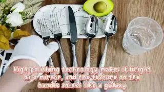 Modern luxury tree bark design handle stainless steel cutlery set#wedding #weddingdecor #hotel