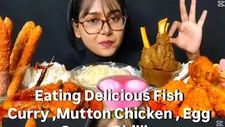 ASMR : Eating Delicious Fish , Mutton Curry ,Chicken , Egg ,Chilli , | Mukhbang #mukbang #asmreating
