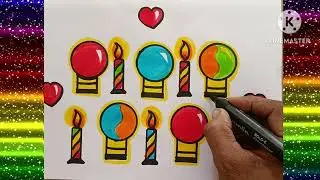 Candle & Balb Drawing Colouring and Painting For kid's & Toddlers How to draw  Candle  Balb Drawing