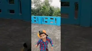 cute boy balloon playing