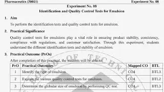 Pharmaceutics Experiment 8 | Identification & Quality Control Tests for Emulsion | Bright Pharma |