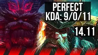 ORNN vs GANGPLANK (TOP) | 9/0/11, Legendary | EUW Master | 14.11