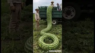 Rare snake shape watermelon harvest by farmers #farmer #watermelon #farming #fruit #farm