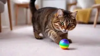 Fun Cat Playing Ball