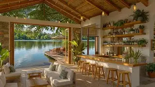 Coffee Shop Jazz Music By The Lake | Calm Gentle Jazz Melody With Nature Therapy For Work & Study