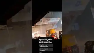 Major Accident Averted! Auto Driver Narrowly Escapes Falling Hoarding😱 #shorts #ytshorts #viralnews
