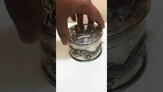 A large Chinese silver powder box, 19th century