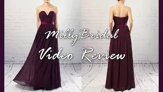 Evening Dresses | Long A-line Strapless Chiffon Grape Formal Prom Dress - MillyBridal Video Review