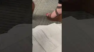 Candid Paper Crush in Wedge Heels at Work