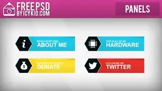 Free Twitch Panels - Flatty Blue Panels - PSD - Free Download