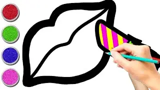 Lips drawing and lipstick drawing and painting and colouring for, kids DIY for, easy arts,part-2