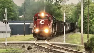 Rock Train Attacks Grade! 26 Loaded Cars, Grain Train & Rock Train, Cincinnati Eastern Railroad CCET