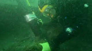 Excavating gun wadding from invincible 1744