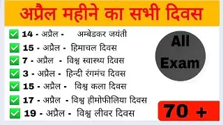 अप्रैल माह के सभी महत्वपूर्ण दिवस All the important days of April