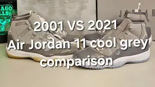 Air Jordan 11 cool grey 2001 VS 2021 comparison