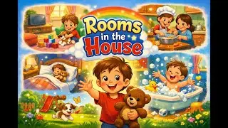 Rooms in the house Song for kids - Bedroom/Living room/Bathroom/Kitchen/Backyard- Vocab Lesson #03