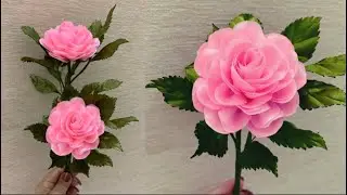 DIY DIY Ribbon Rose flowers | How to make a pink rose with satin ribbon