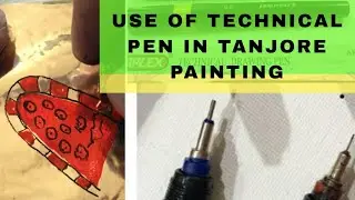 Technical Pen use in Tanjore Painting-How to draw saree color design in 22 carat Gold foil