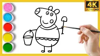 Peppa pig with princess drawing and coloring for kids and toddlers || easy peppa pig drawing for kid