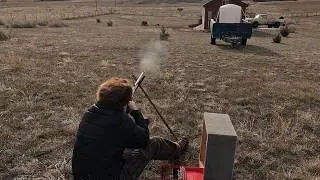 Стрельба из пистолета Cimarron Билли Диксона Шарпа калибра .45-70