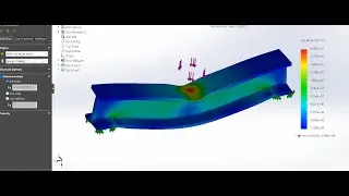 SIMULATION OF I BEAM IN SOLIDWORK (Displacement-factor of safety)