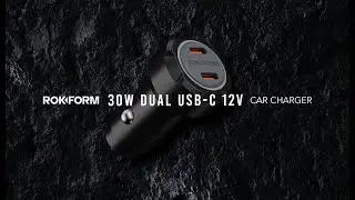 ROKFORM 30W Dual USB-C 12V Car Charger | Compact, Fast & Built for the Road