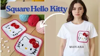 Tutorial Square Crochê Hello Kitty #crochet #croche 