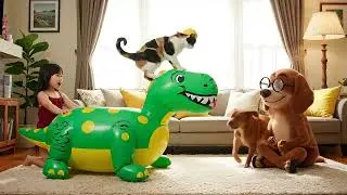 The inflatable tumbler the Luna cat gave is so cool #FunnyPets #BabyAndPets