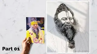 Premanand Maharaj Ji Portrait | Face & Hair Shading Process - Part 1 | Graphite & Charcoal Art