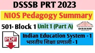 DSSSB Pedagogy||Nios summary for DSSSB| dsssb 2023| NIOS Notes for DSSSB|Dsssb Prt preparation 2023