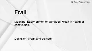 Frail Meaning