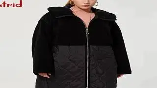 Astrid 2022 Women's autumn winter coat faux Fur tops Fashion stitching down jacket Hooded Oversize