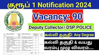 TNPSC Group 1 Notification 2024 Out/ Vacancy 90/syllabus / tn govt jobs