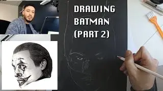 How to Draw Batman (How to Draw with White Charcoal on Black Paper - Portrait Drawing)