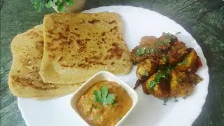 Allu ki Sukhi Sabji with Stuffed Paratha & Chutney. Breakfast/Dinner recipe